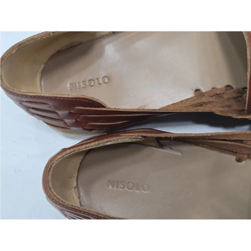 Nisolo Brown Woven Leather Huarache Sandals